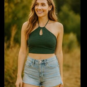 American Eagle Badeau Tie Green Bikini Top. Medium. EUC